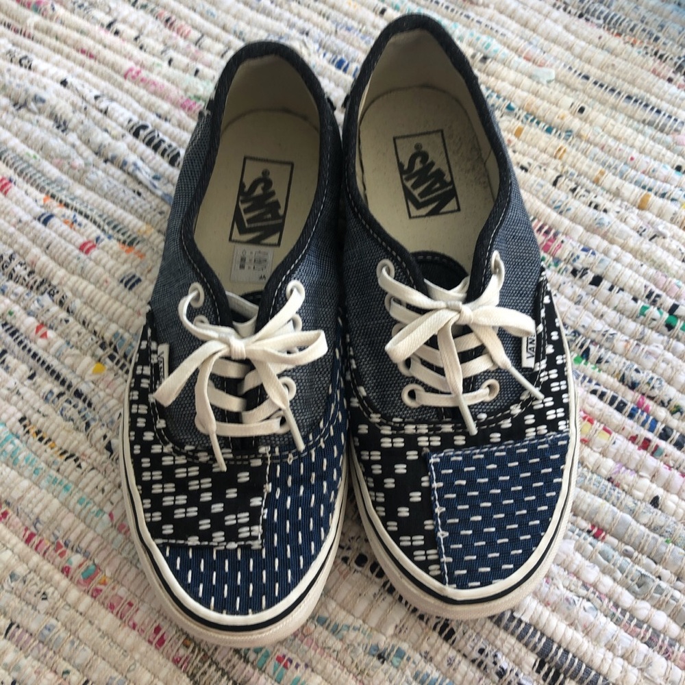 RARE INDIGO PATCHWORK VANS SIZE 8